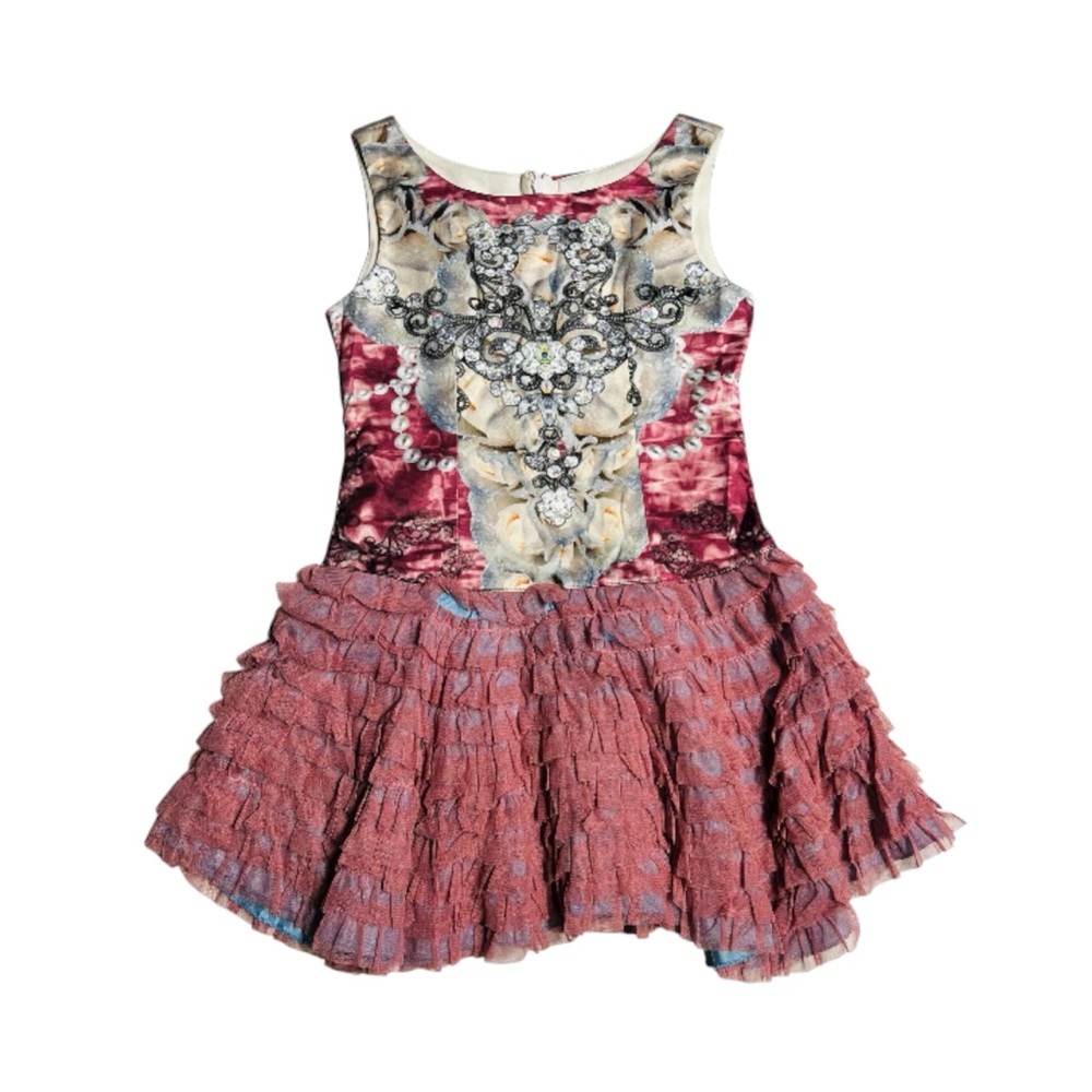 Le Pink girls dress Made in‎ USA Elegant Pink and Cream Kids Ruffled Dress